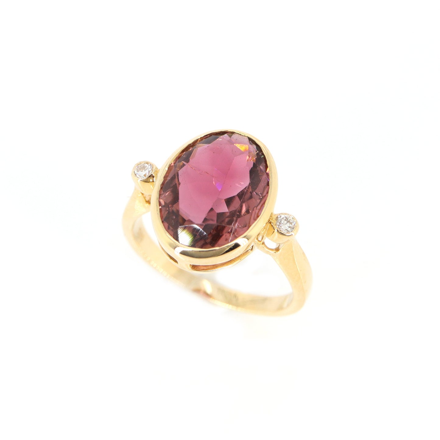 Pink Or Peach Tourmaline Oval Solitaire Ring 14K Gold