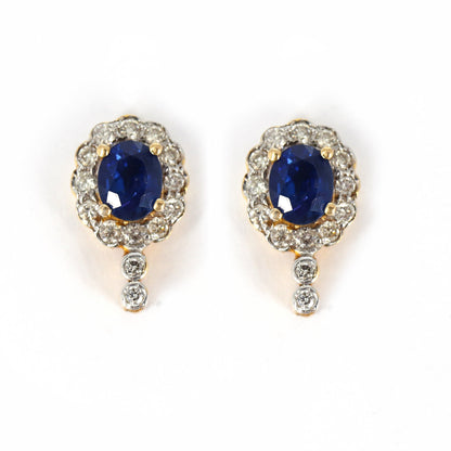 Oval Shape Halo Earring 18K Gold