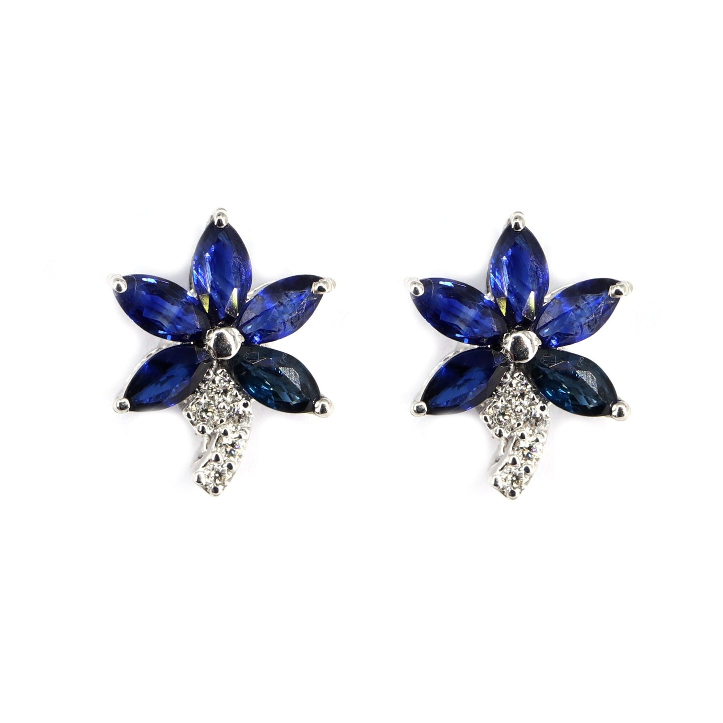 Flower Design Ruby/Blue Sapphire Earring 14K Gold