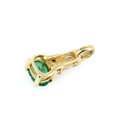 Yellow Oval Cut Emerald Baguette Round Cut Pendant 14K Gold