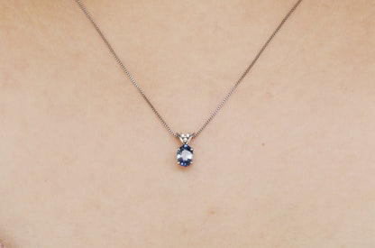 Oval Cut Blue Sapphire Pendant 14K Gold