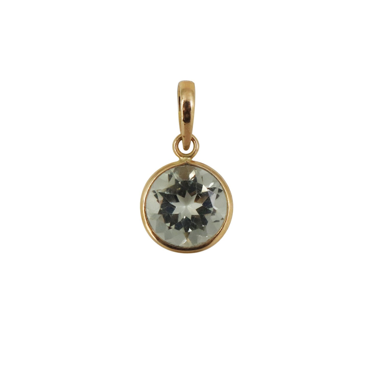 Green Amethyst Pendant 14K Gold