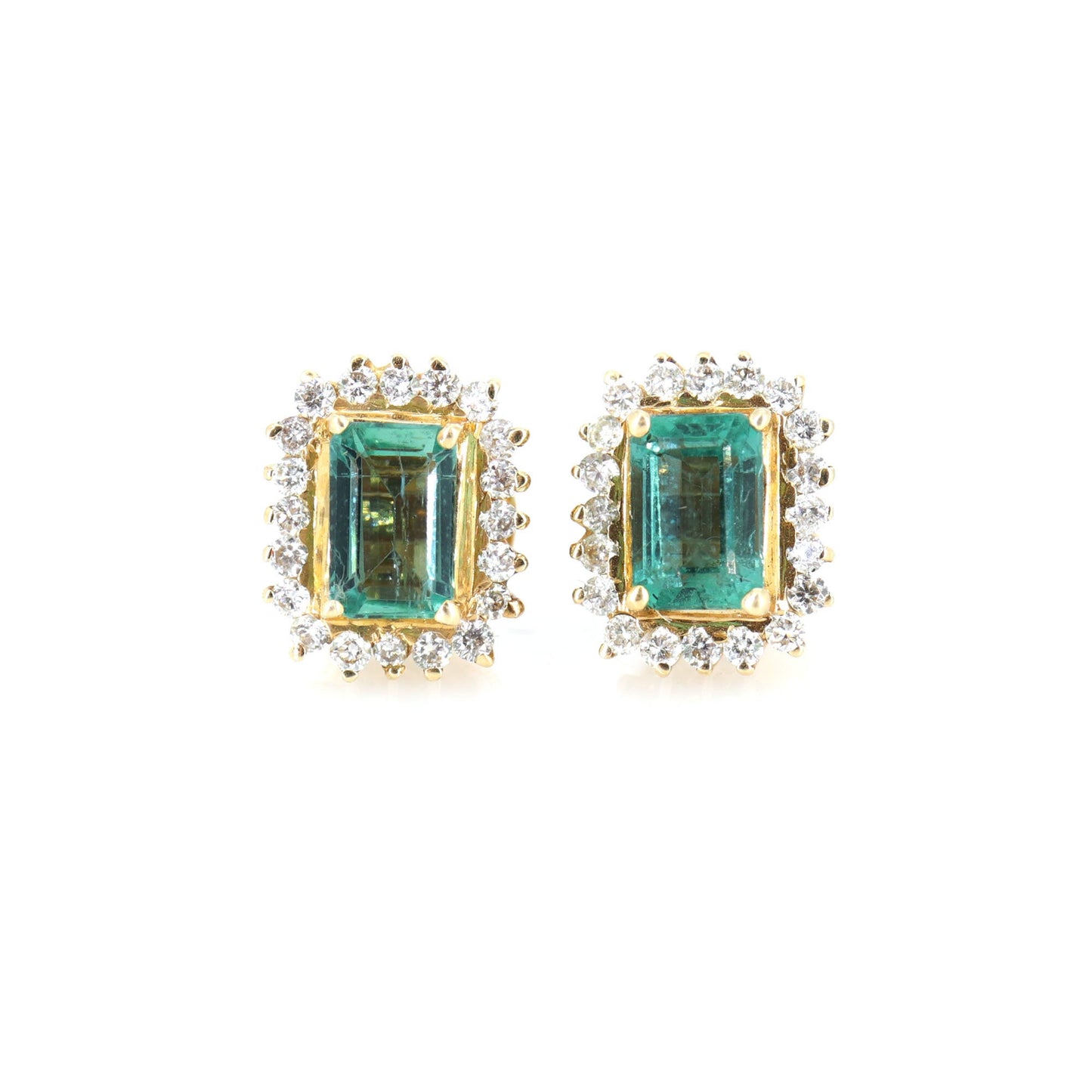 Yellow Jewelry Women Emerald Earring 14K Gold