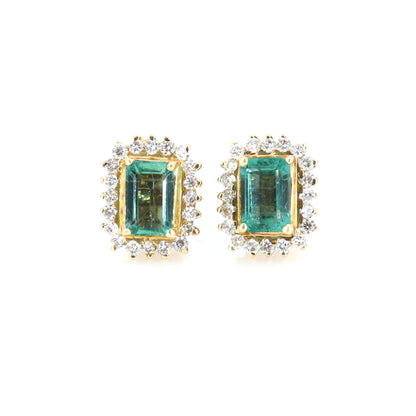 Yellow Jewelry Women Emerald Earring 14K Gold