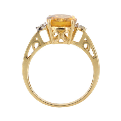 Citrine Tiny White Ring 14K Gold