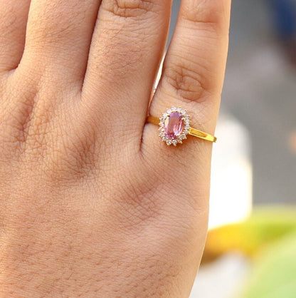 Yellow Pink Sapphire Eternity Ring 18K Gold