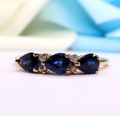 Pear Sapphire Ring 14K Gold