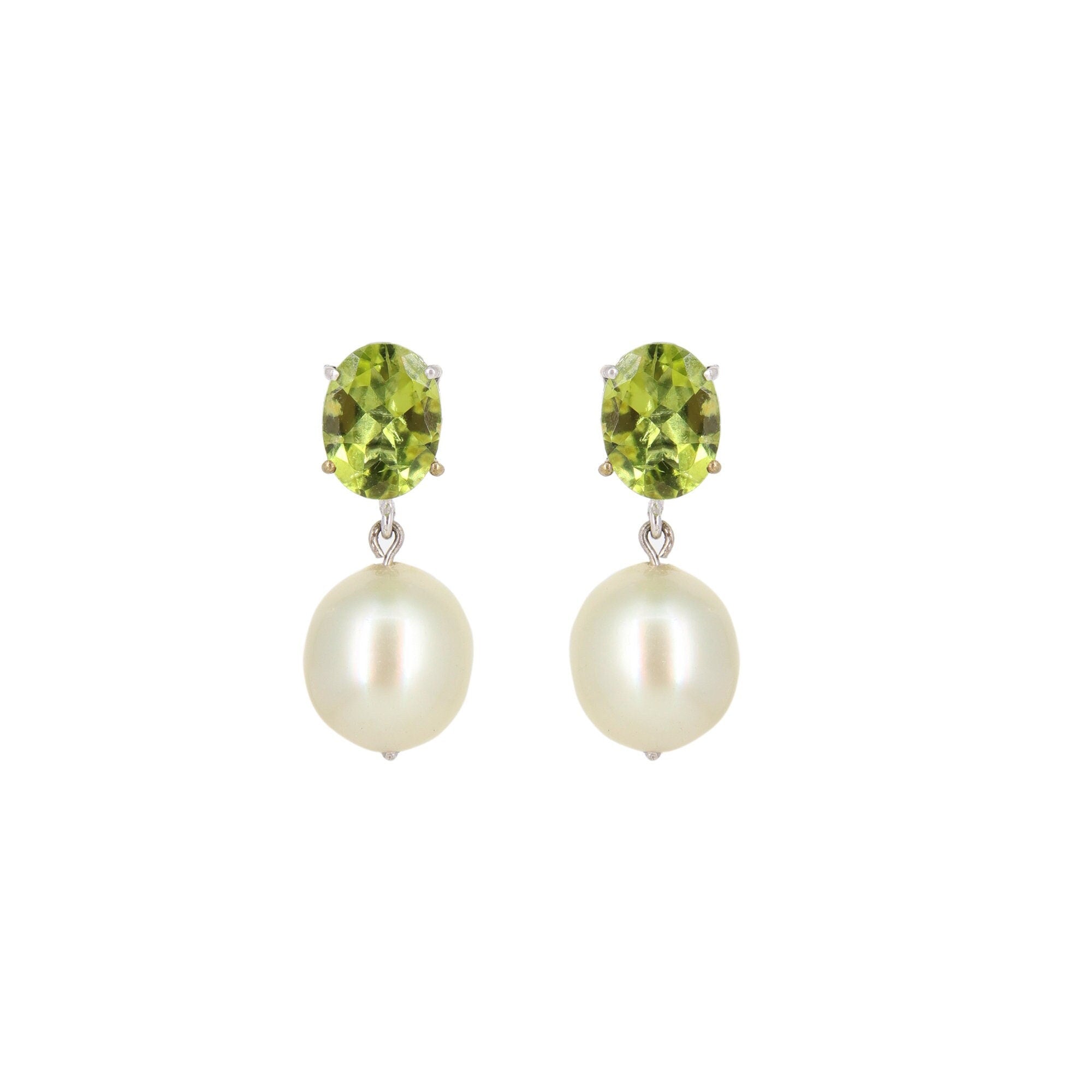 Greenn Peridot Pearl Drop Earring 14K Gold