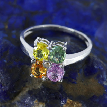Oval Cut Multi Sapphire & Ring Silver