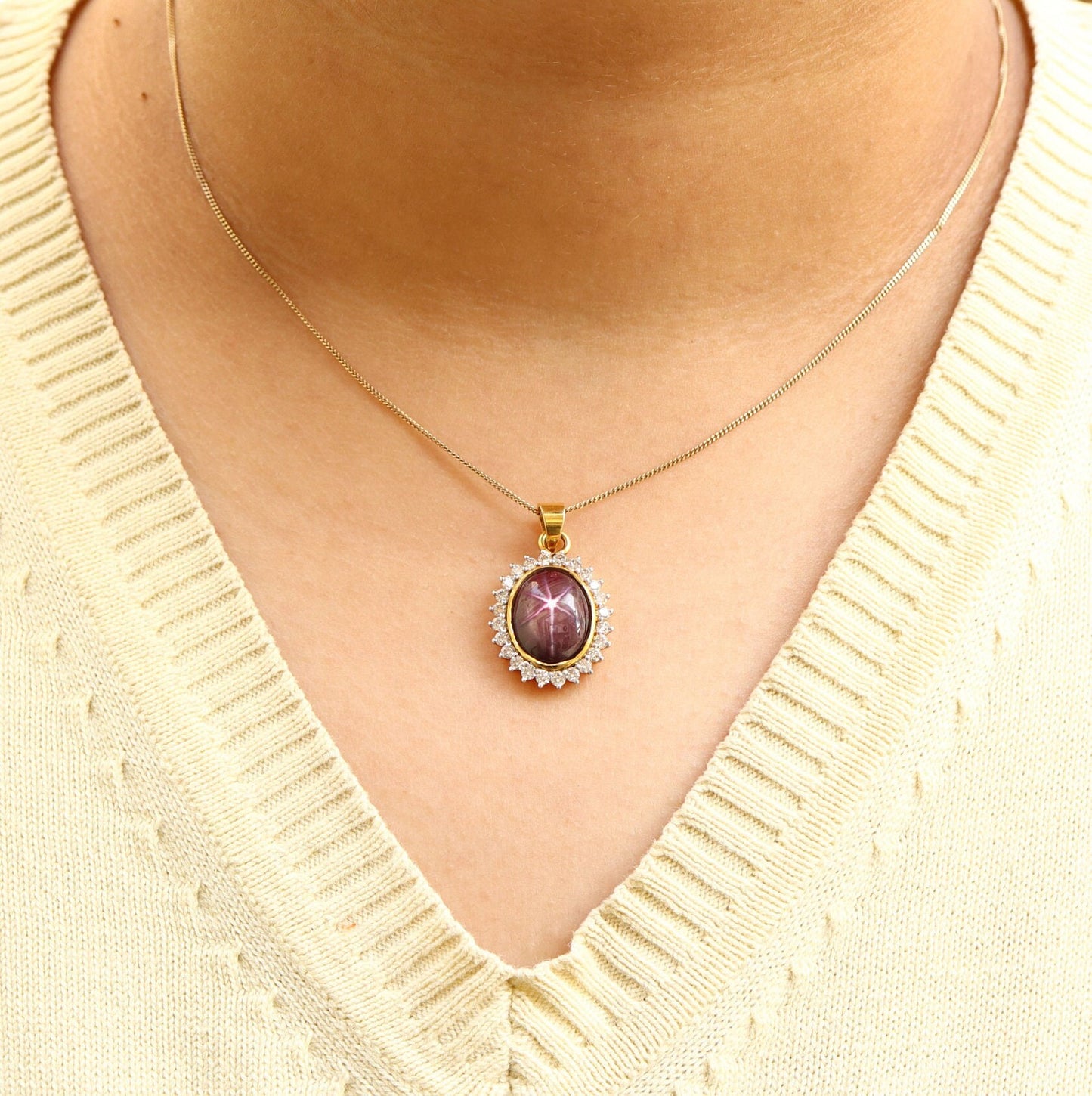 Yellow Vintage Design Ruby Pendant 14K Gold