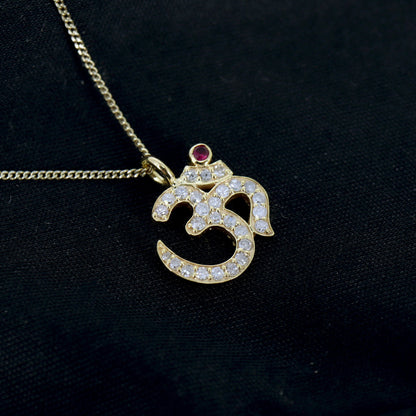 Om Yoga Charm Pendant 14K Gold