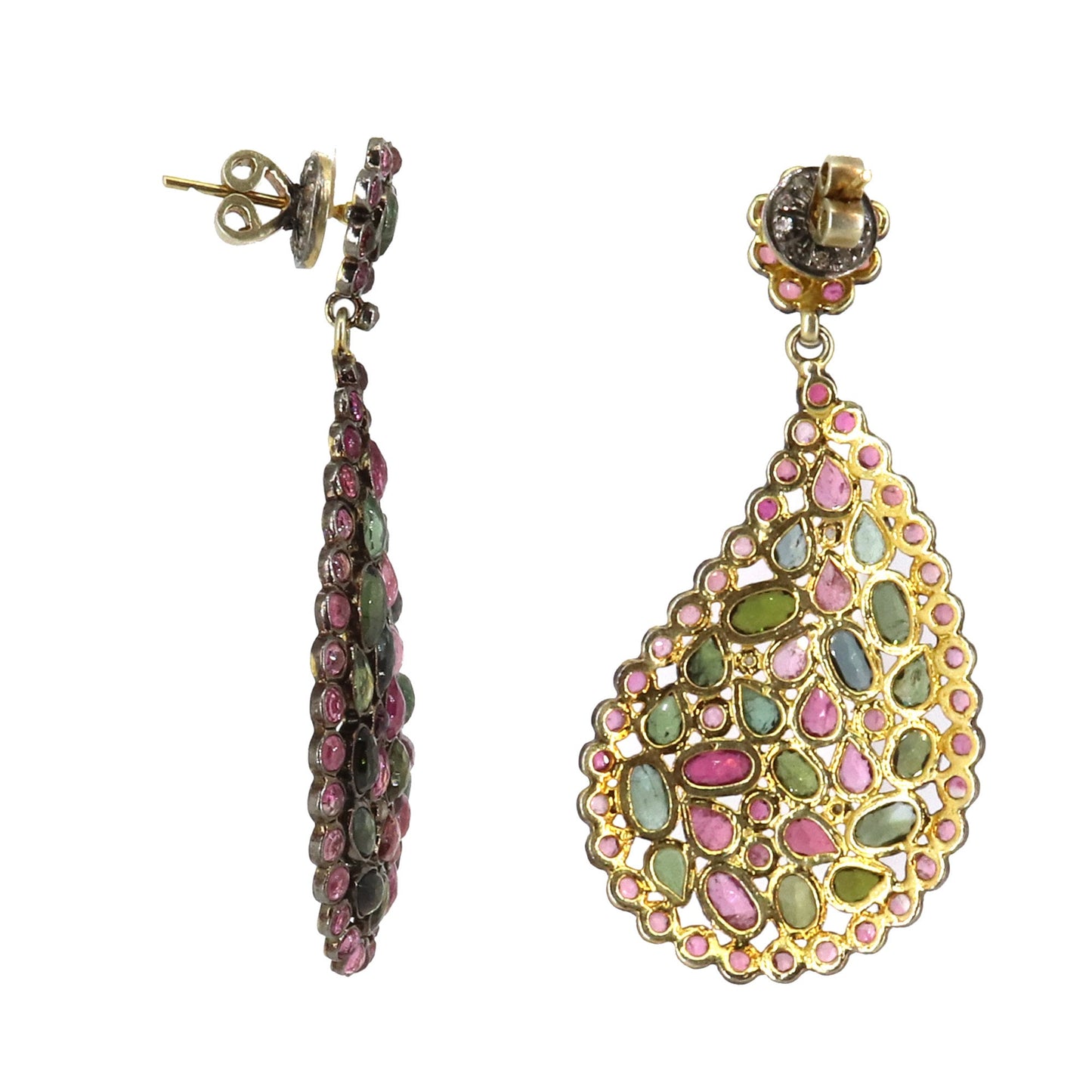 Multi Color Tourmaline Earring