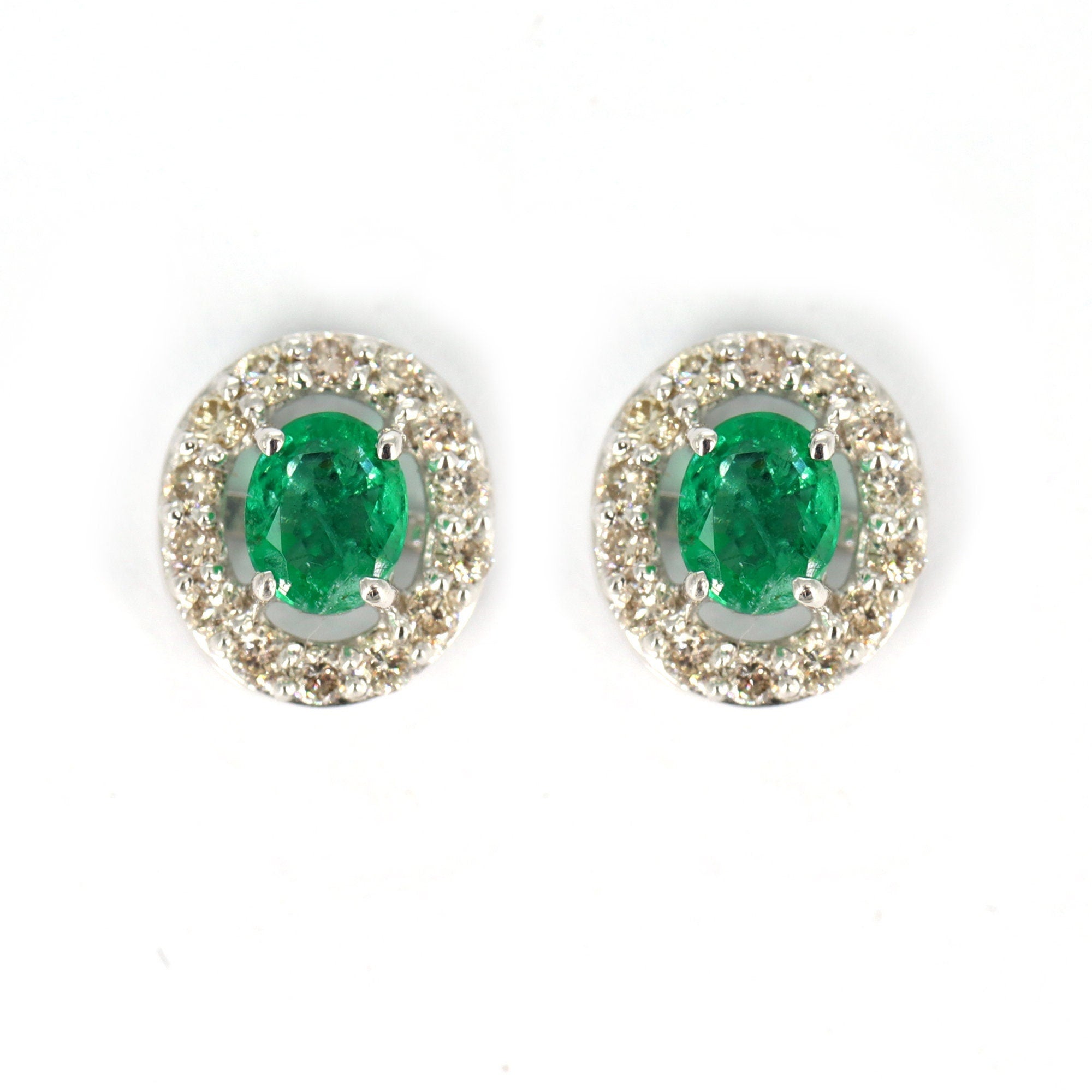 Halo Emerald Earring 18K Gold