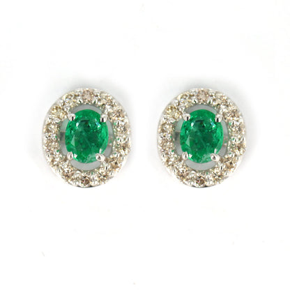 Halo Emerald Earring 18K Gold