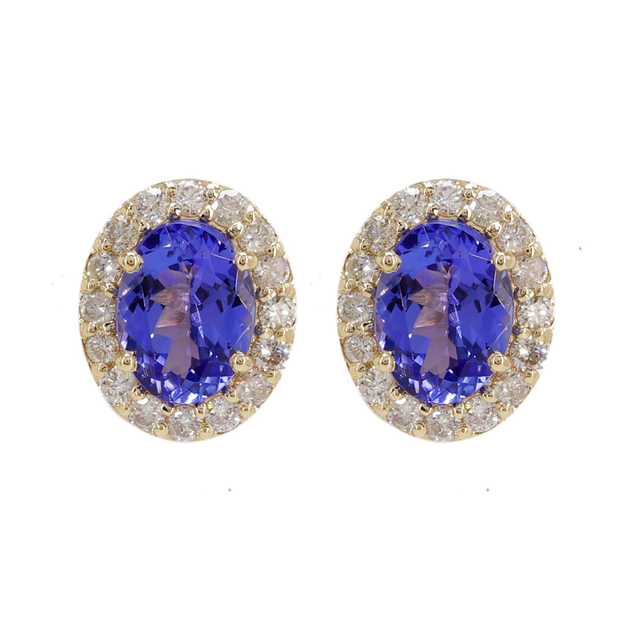 Beautiful Halo & Tanzanite Earring 14K Gold