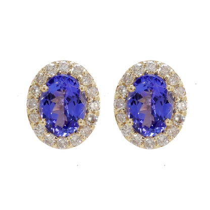 Beautiful Halo & Tanzanite Earring 14K Gold