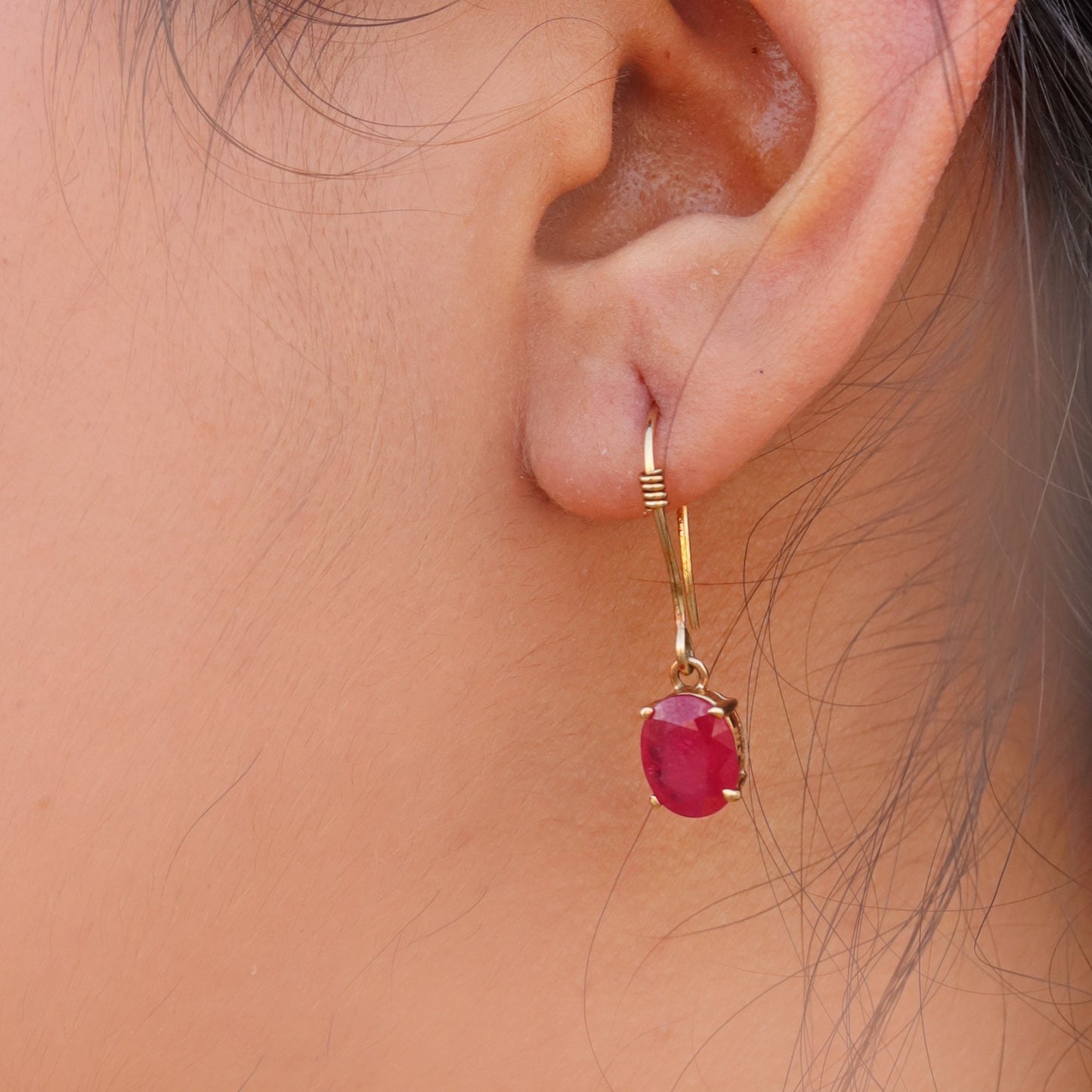 Ruby Dangling Earring 18K Gold