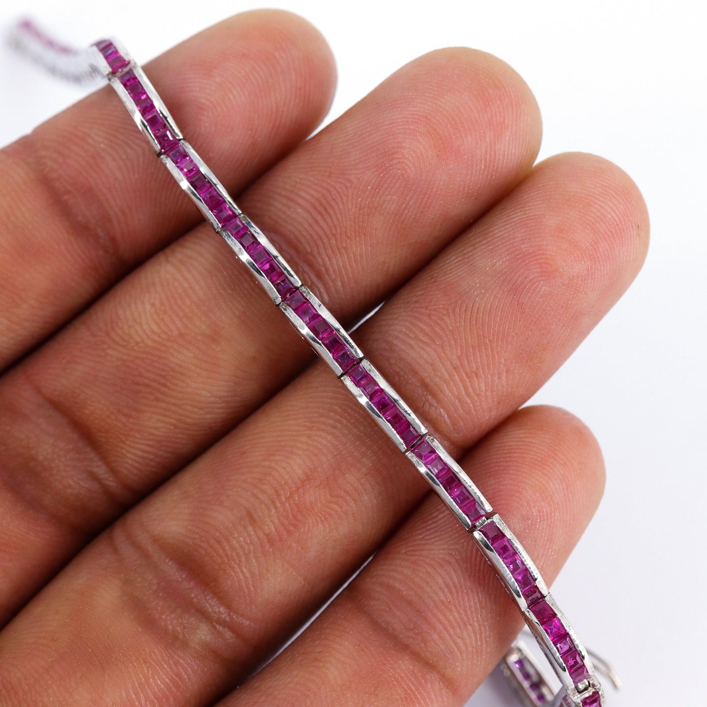 Ruby Gemstone Bracelet Silver