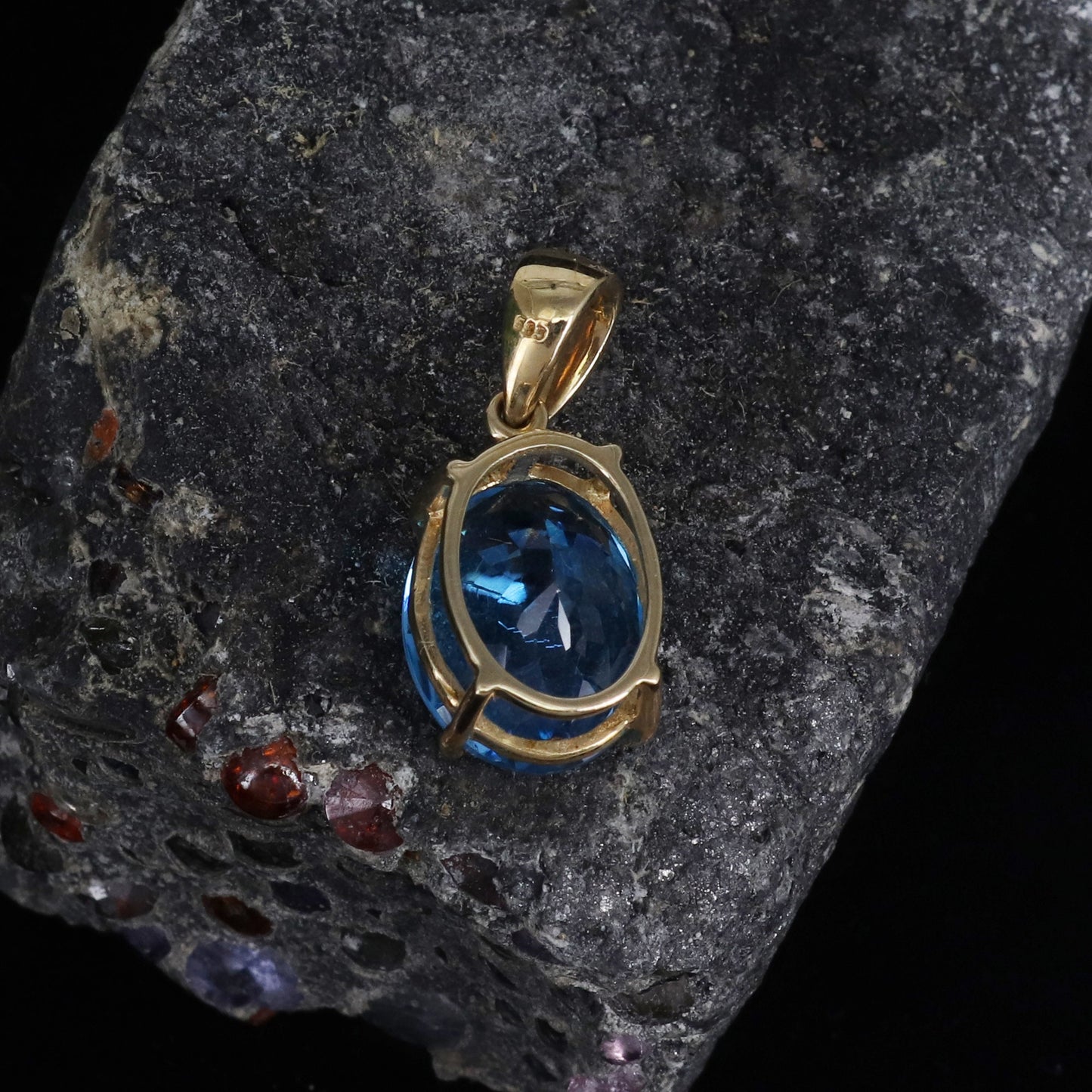 Anniversary Yellow Blue Topaz Pendant 14K Gold