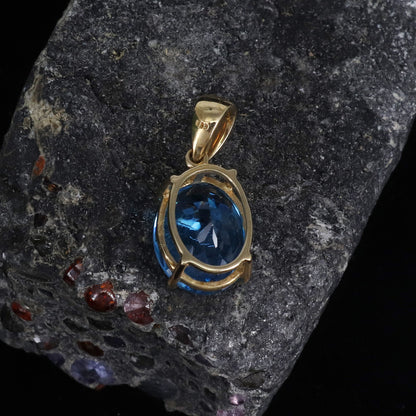 Anniversary Yellow Blue Topaz Pendant 14K Gold