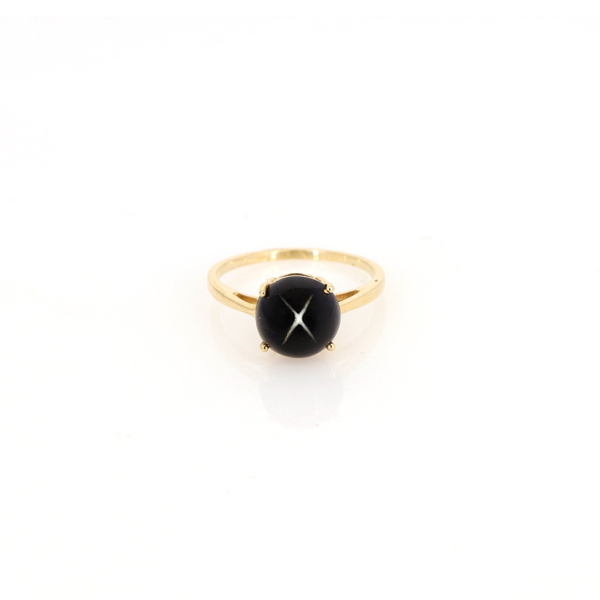Indian Black Star Ring 14K Gold