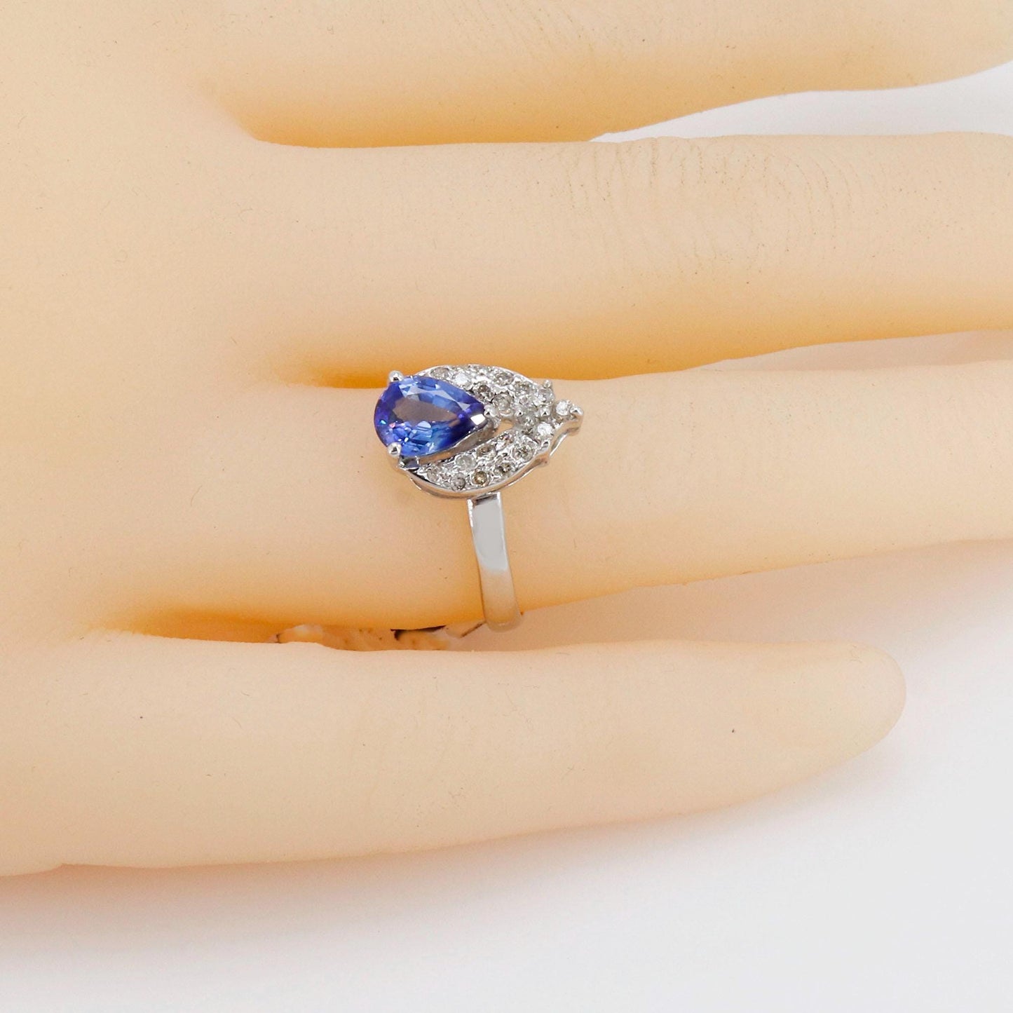 Unique Pear Shape Blue Sapphire Ring 14K Gold