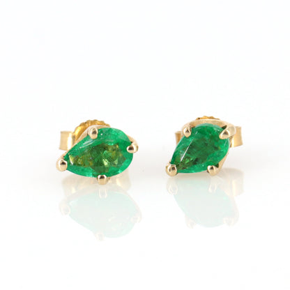 7Mm Emerald Stud Earring 14K Gold