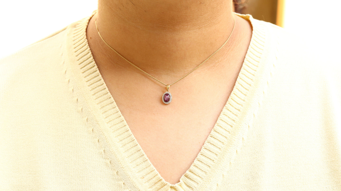 Ruby Star Necklace 14K Gold