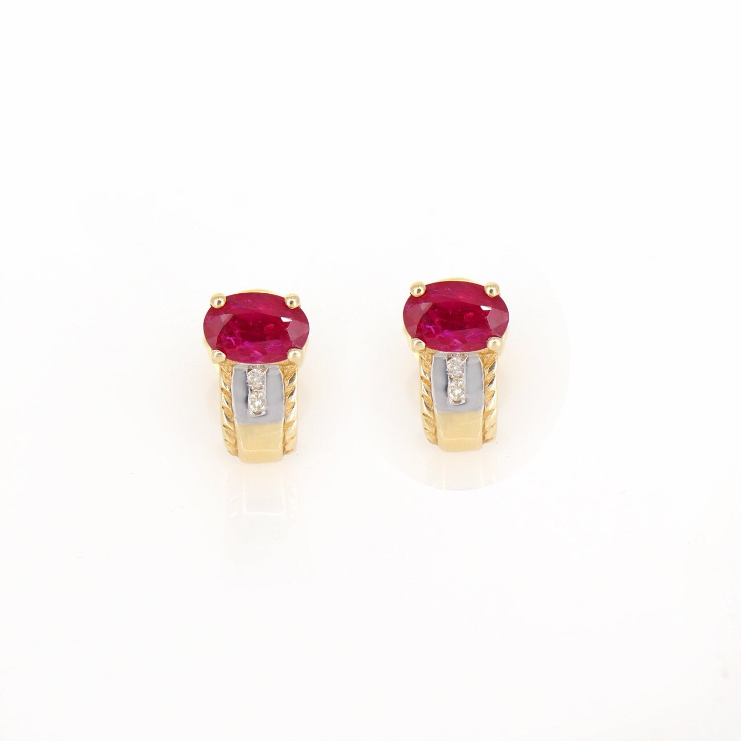 Genuine Ruby Gemstone Studs Minimalist Stud Earring 14K Gold