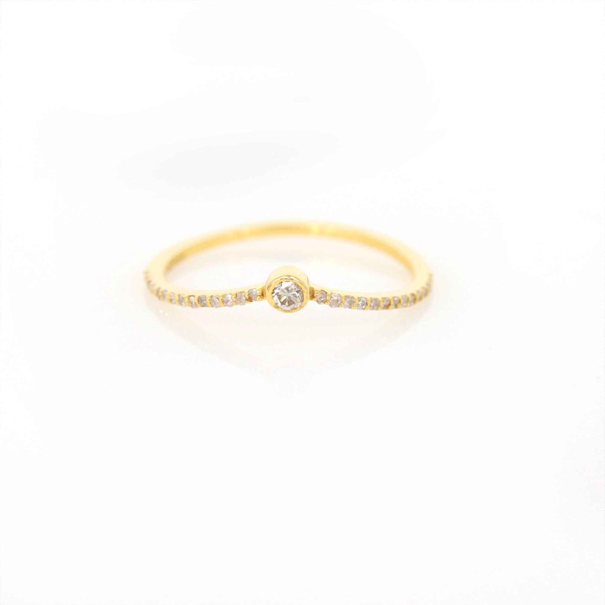 Dainty Wedding Band / Micro Pave Ring 14K Gold