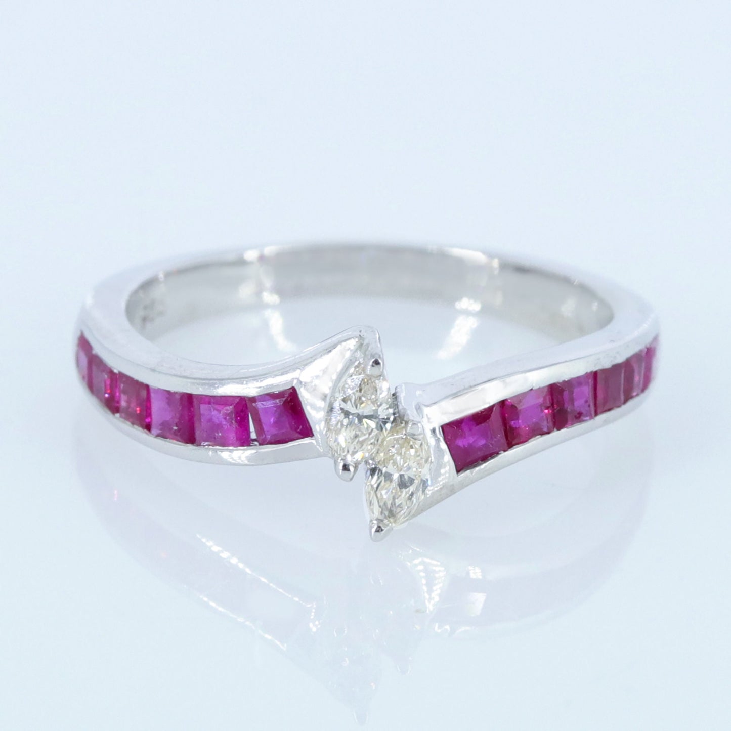 Marquise Cut Emerald Ruby Sapphire Ring Silver