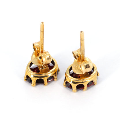 January Garnet Gemstone Studs 9K Yellow Earring Gold