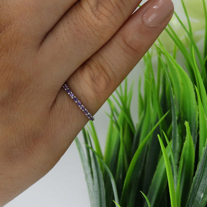 Minimalist Amethyst Smokey Quartz Citrine Gemstone Ring Silver
