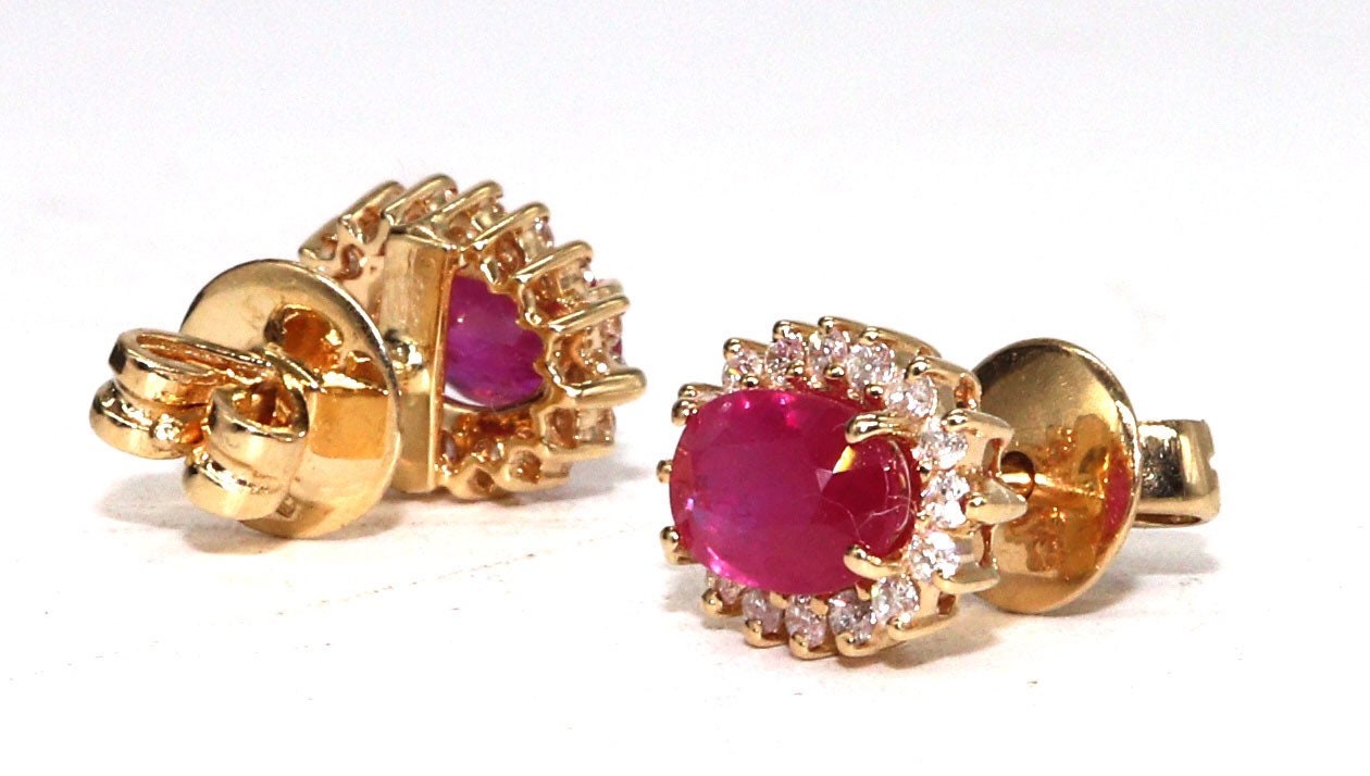 Yellow Ruby Halo Cluster Stud Earring 14K Gold