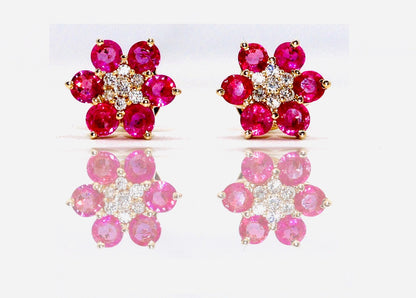 Ruby White Stud Earring 14K Gold