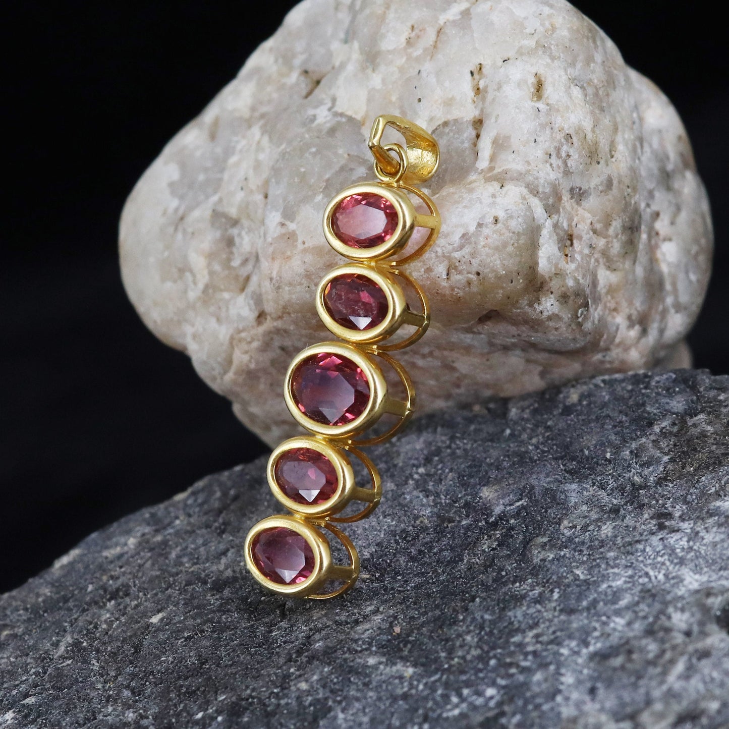 Pink Tourmaline Necklace 14K Gold