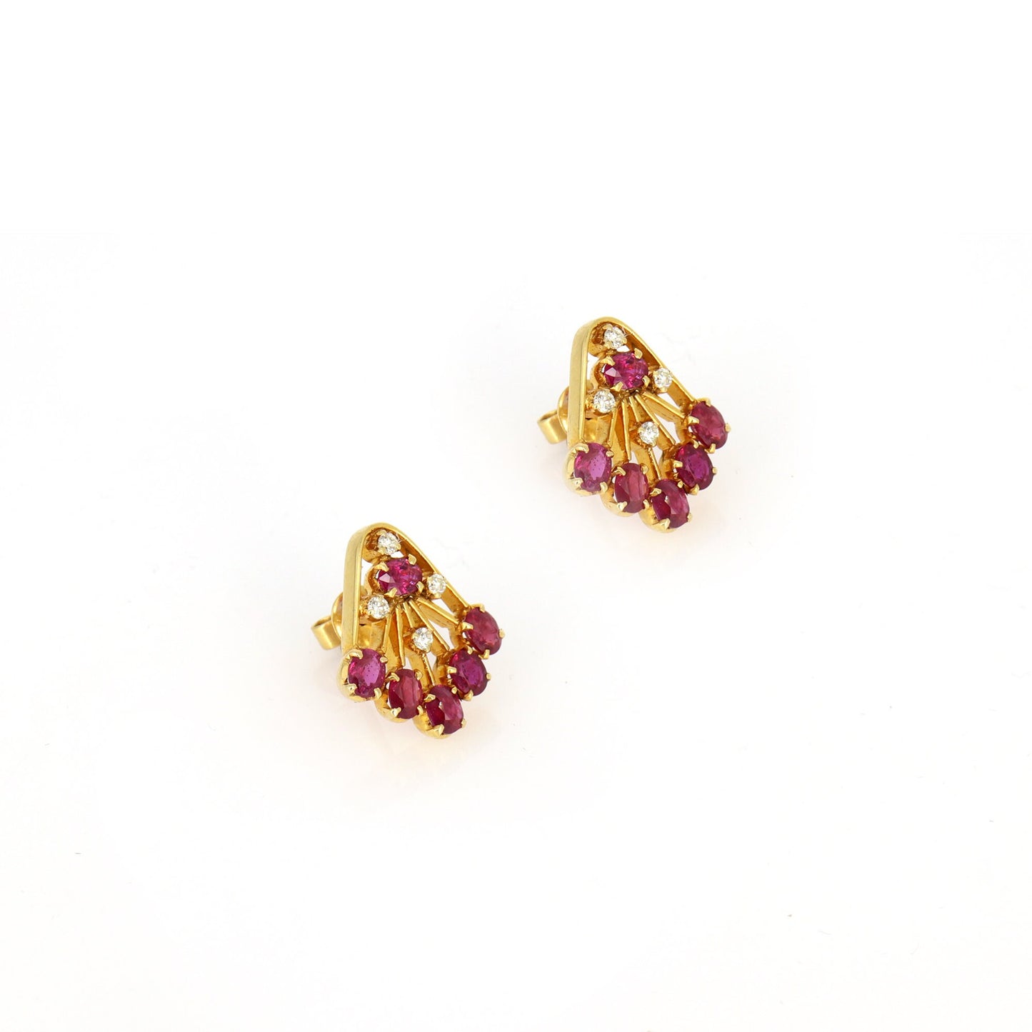 Ruby Studs Yellow Ruby Jewelry Women Red Color Earring 18K Gold
