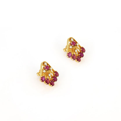 Ruby Studs Yellow Ruby Jewelry Women Red Color Earring 18K Gold