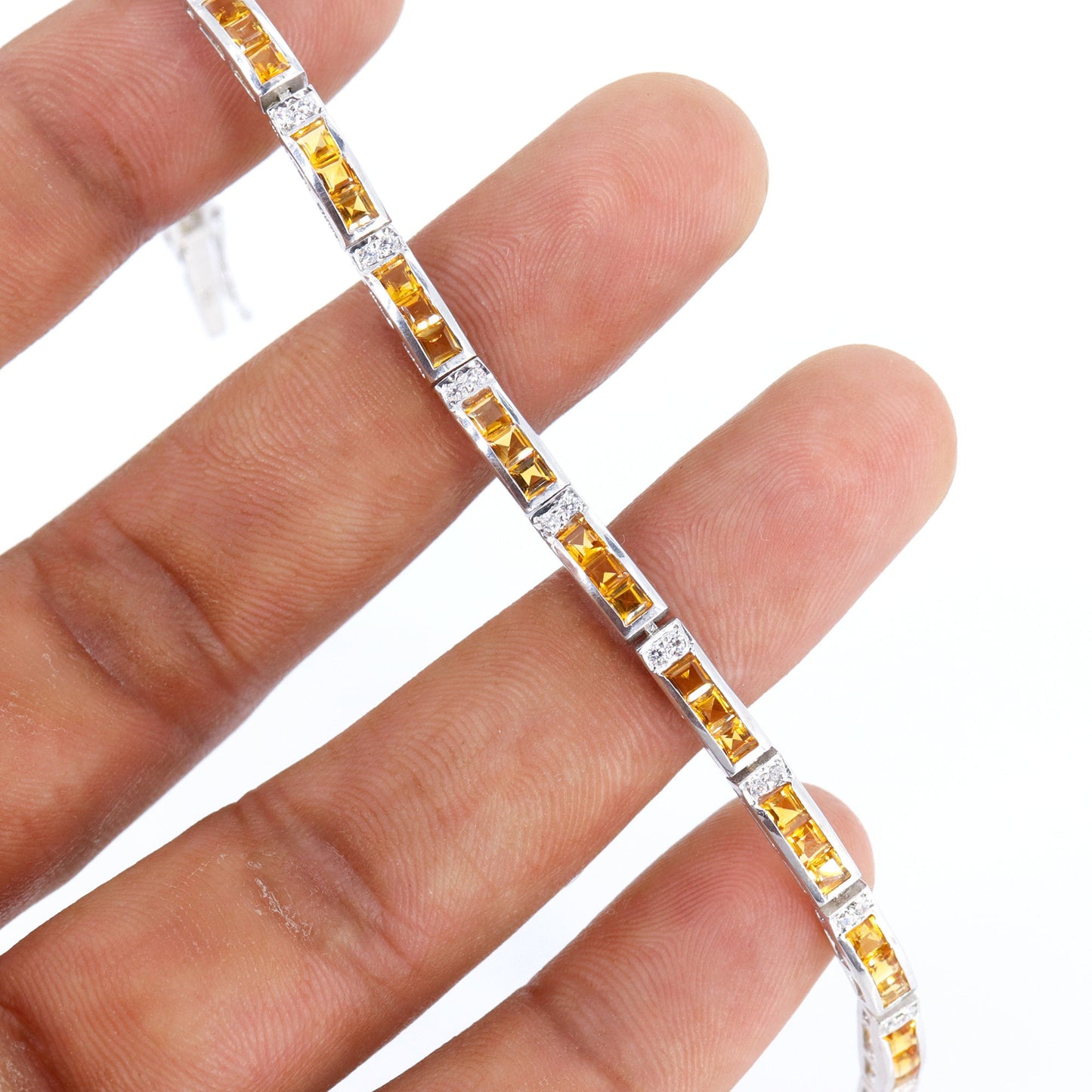 Citrine Tennis Bracelet Silver