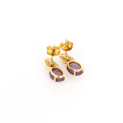 Star Ruby Stud Earring 14K Gold