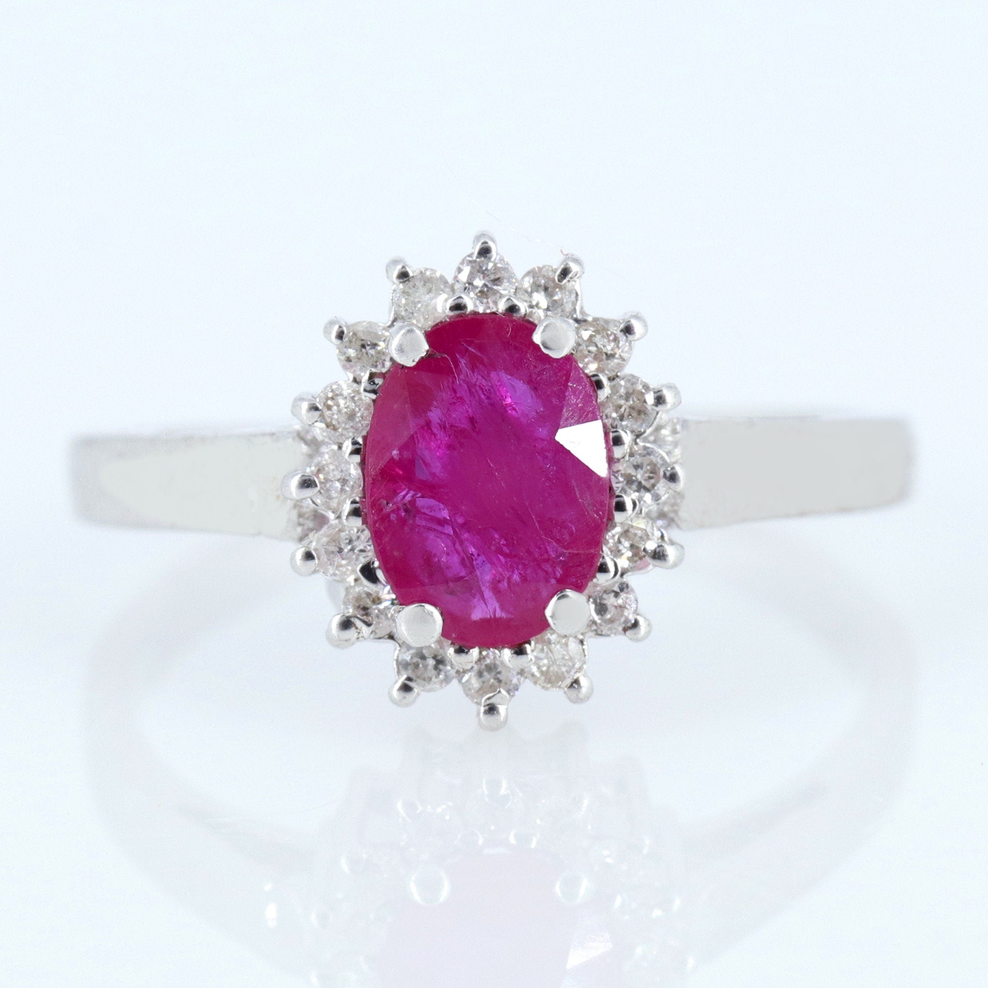 Faceted Ruby Ring Silver