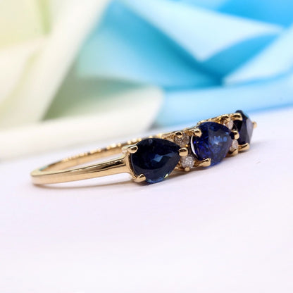 Pear Sapphire Ring 14K Gold