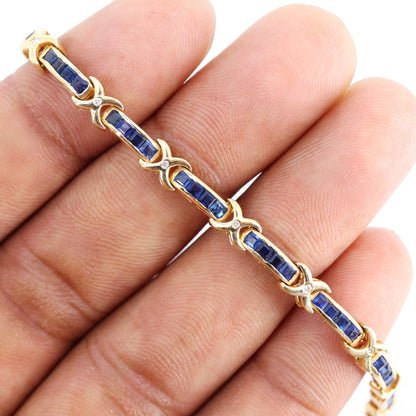 Yellow Blue Sapphire & Bracelet 14K Gold