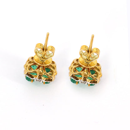 Oval Shape Emerald Stone Earring 18K Gold