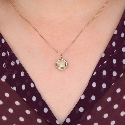 Green Amethyst Pendant 14K Gold