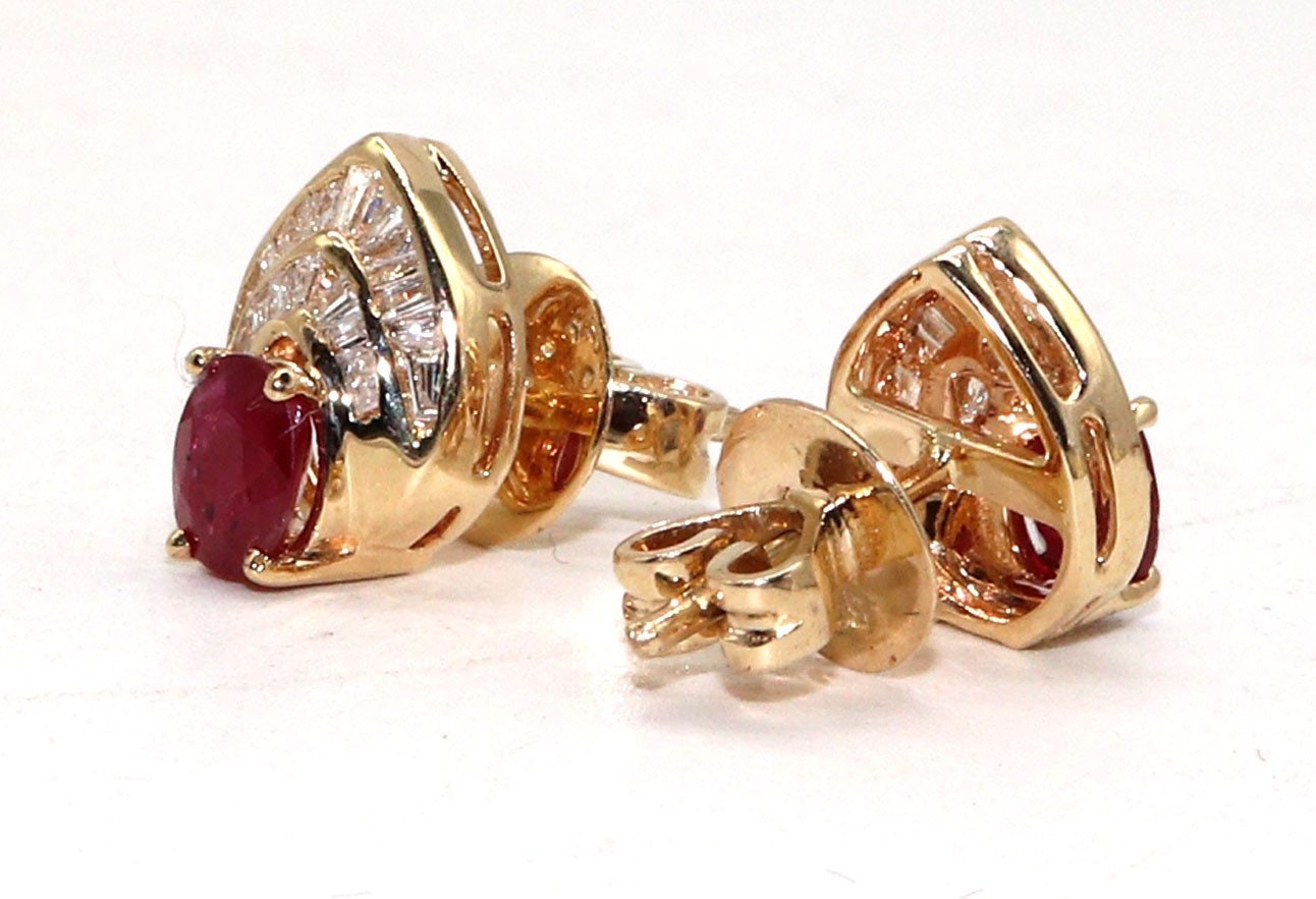 Handmade Ruby Anddiamond Earring 14K Gold