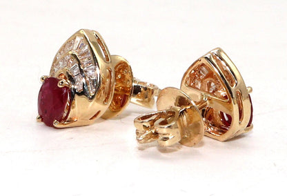 Handmade Ruby Anddiamond Earring 14K Gold