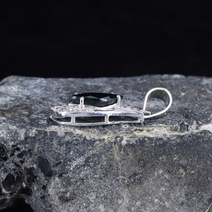 Marquise Cut Stone Wedding Blue Sapphire Pendant 18K Gold