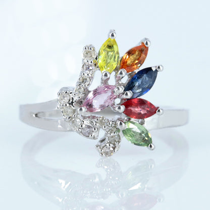 Multi Sapphire Ring Silver