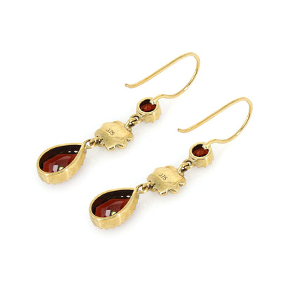 Red Garnet 9K Yellow Earring Gold
